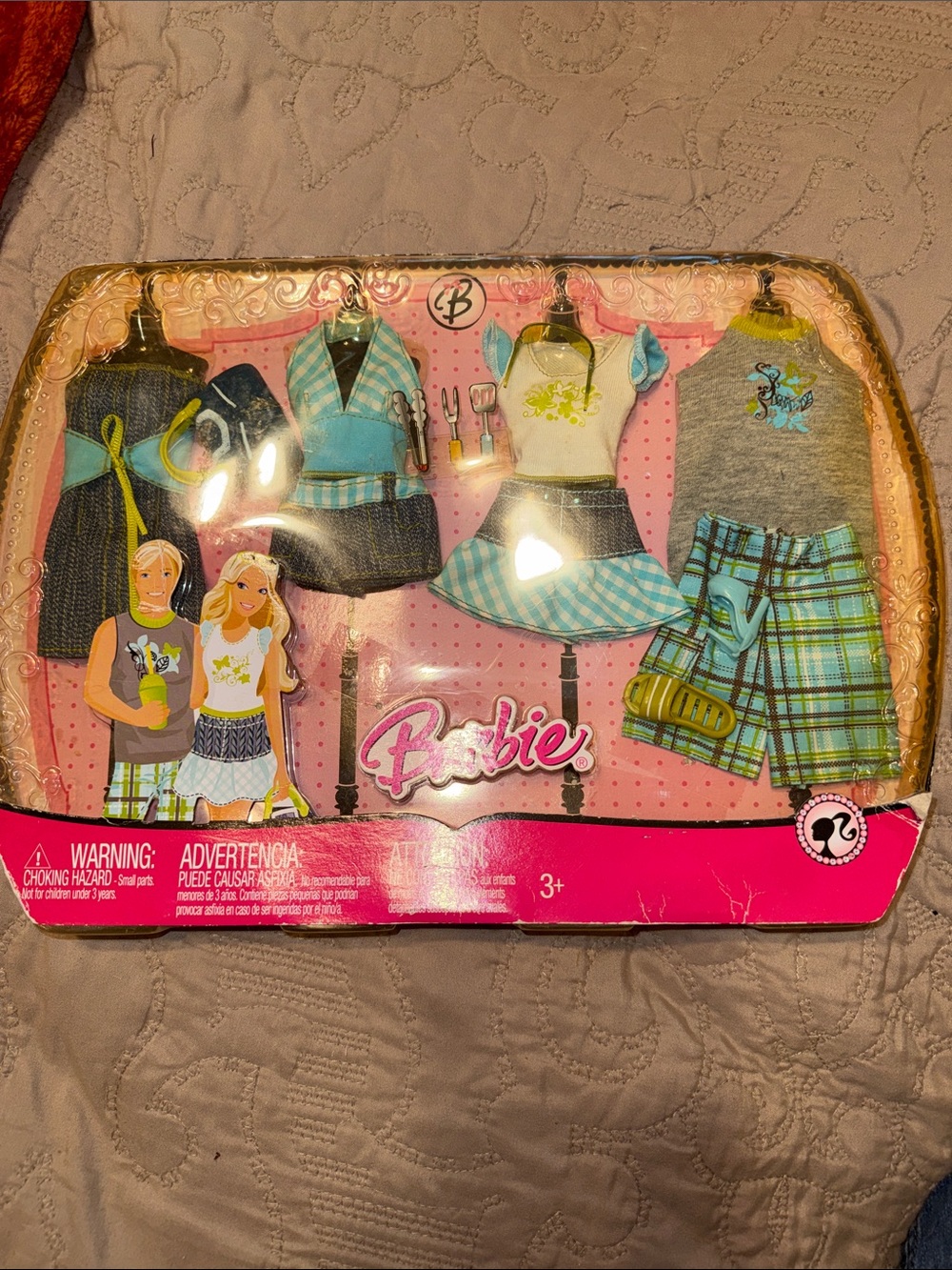 Vintage Barbie Fashion Outfit Set - Blue, Teal & Gray Plaid Styles